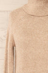 Granby Taupe Knit Turtleneck Sweater | La petite garçonne front close-up