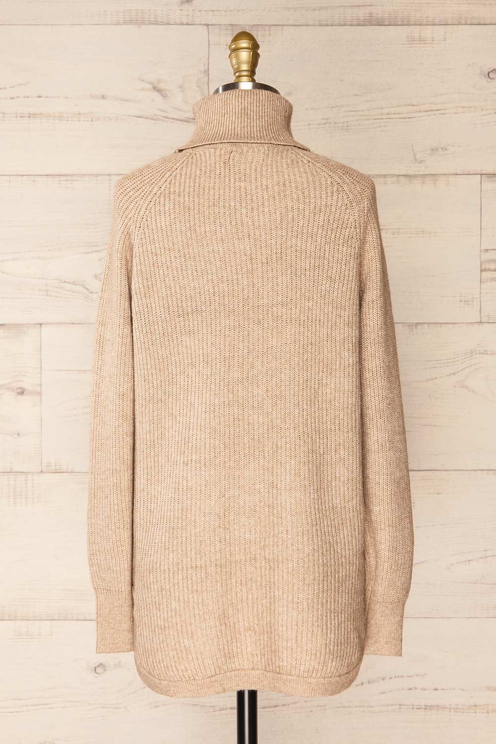 Granby Taupe Knit Turtleneck Sweater | La petite garçonne back view 