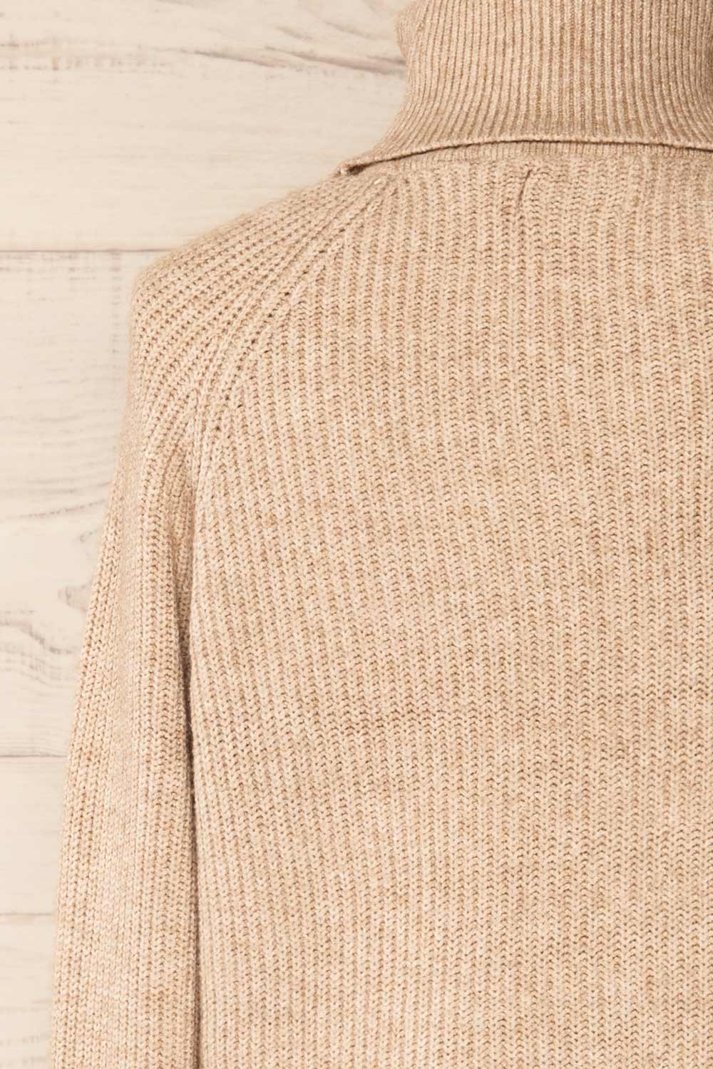 Granby Taupe Knit Turtleneck Sweater | La petite garçonne back close-up