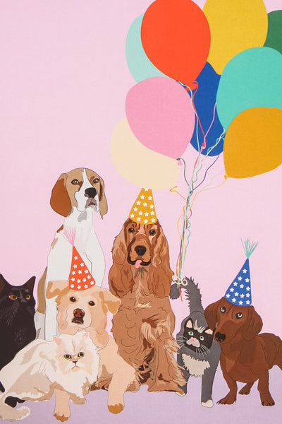 Dogs and Balloons Maxi Birthday Card | Maison Garçonne close-up