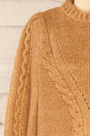 Granollers Caramel Cable Knit Sweater | La petite garçonne front close-up