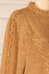 Granollers Caramel Cable Knit Sweater | La petite garçonne side close-up
