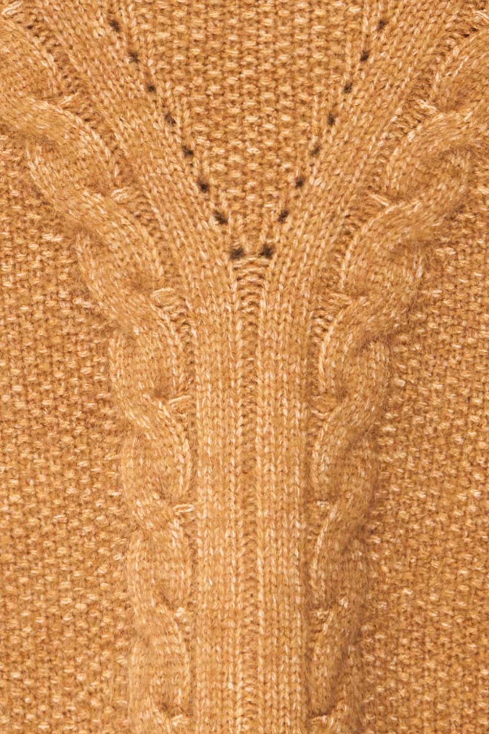 Granollers Caramel Cable Knit Sweater | La petite garçonne fabric 