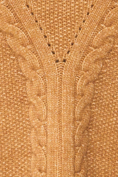 Granollers Caramel Cable Knit Sweater | La petite garçonne fabric