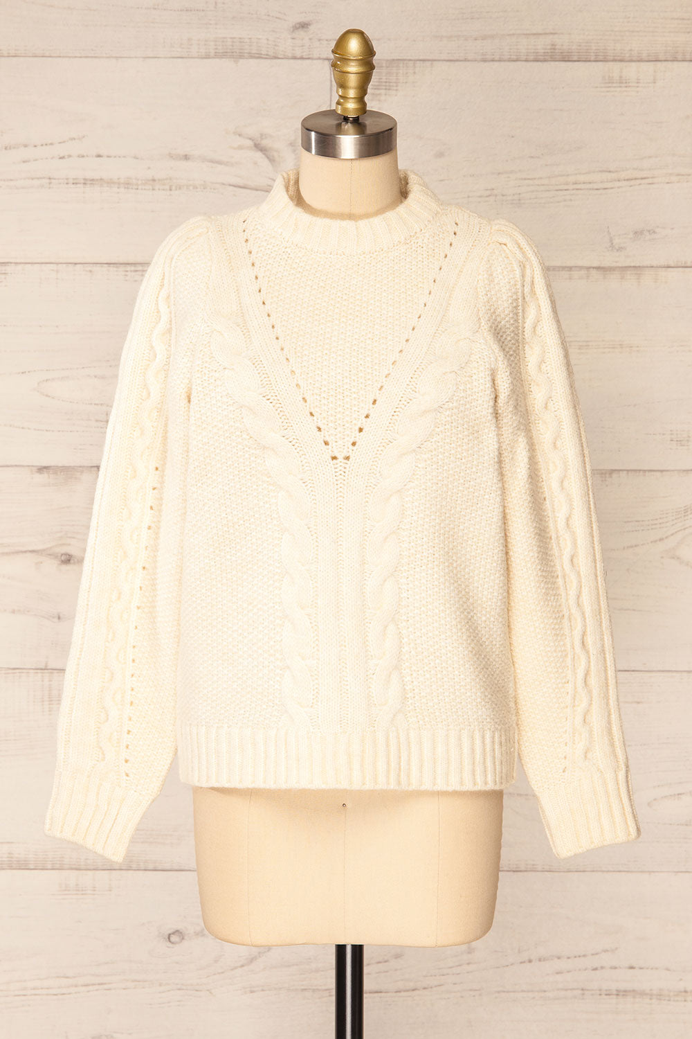 Granollers Ivory Cable Knit Sweater | La petite garçonne front view