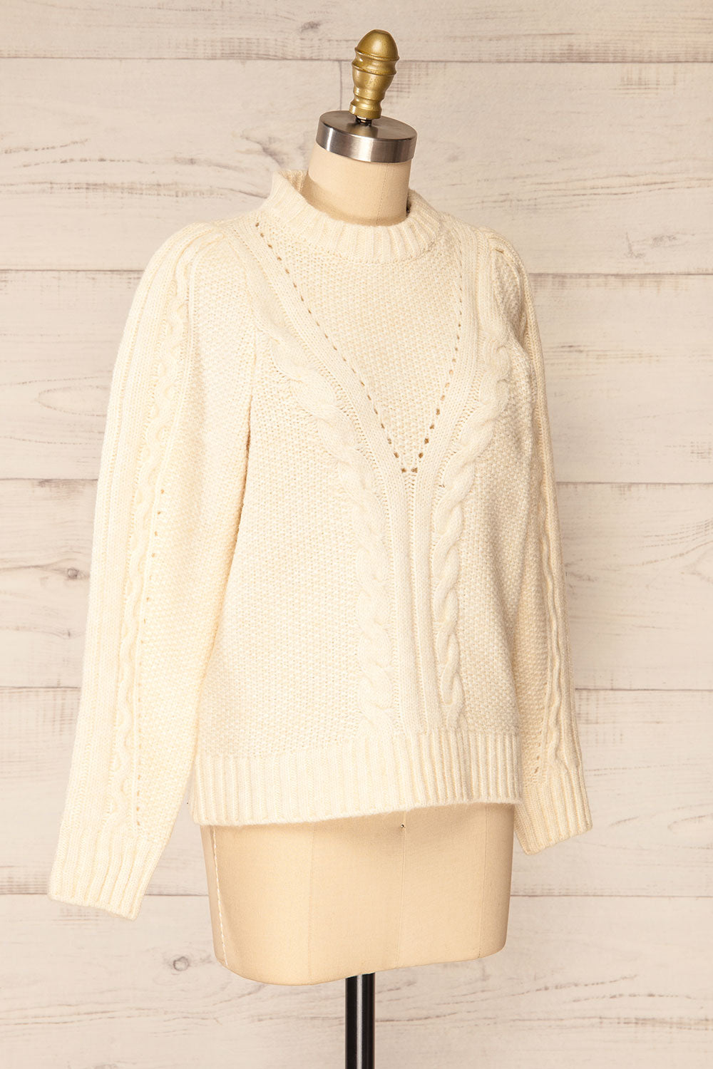 Granollers Ivory Cable Knit Sweater | La petite garçonne side view
