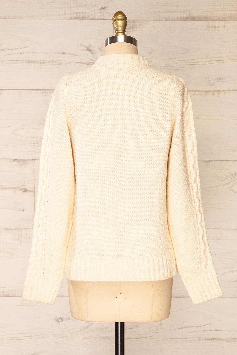 Granollers Ivory Cable Knit Sweater | La petite garçonne back view