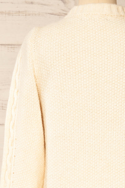 Granollers Ivory Cable Knit Sweater | La petite garçonne back close-up