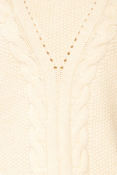 Granollers Ivory Cable Knit Sweater | La petite garçonne fabric