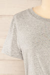 Grays Knotted Short Sleeve Crop Top | La petite garçonne front close-up