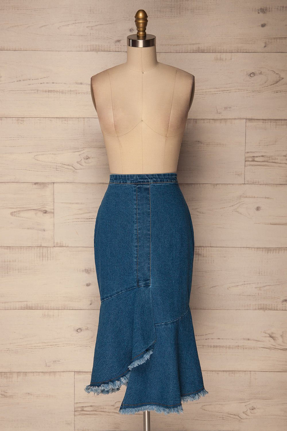 Grazen Blue Jeans Asymmetrical Midi Skirt | La Petite Garçonne