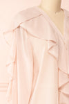 Graziela Blush Pink Long Sleeve Ruffle Blouse | Boutique 1861 side close-up
