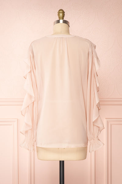 Graziela Blush Pink Long Sleeve Ruffle Blouse | Boutique 1861 back view