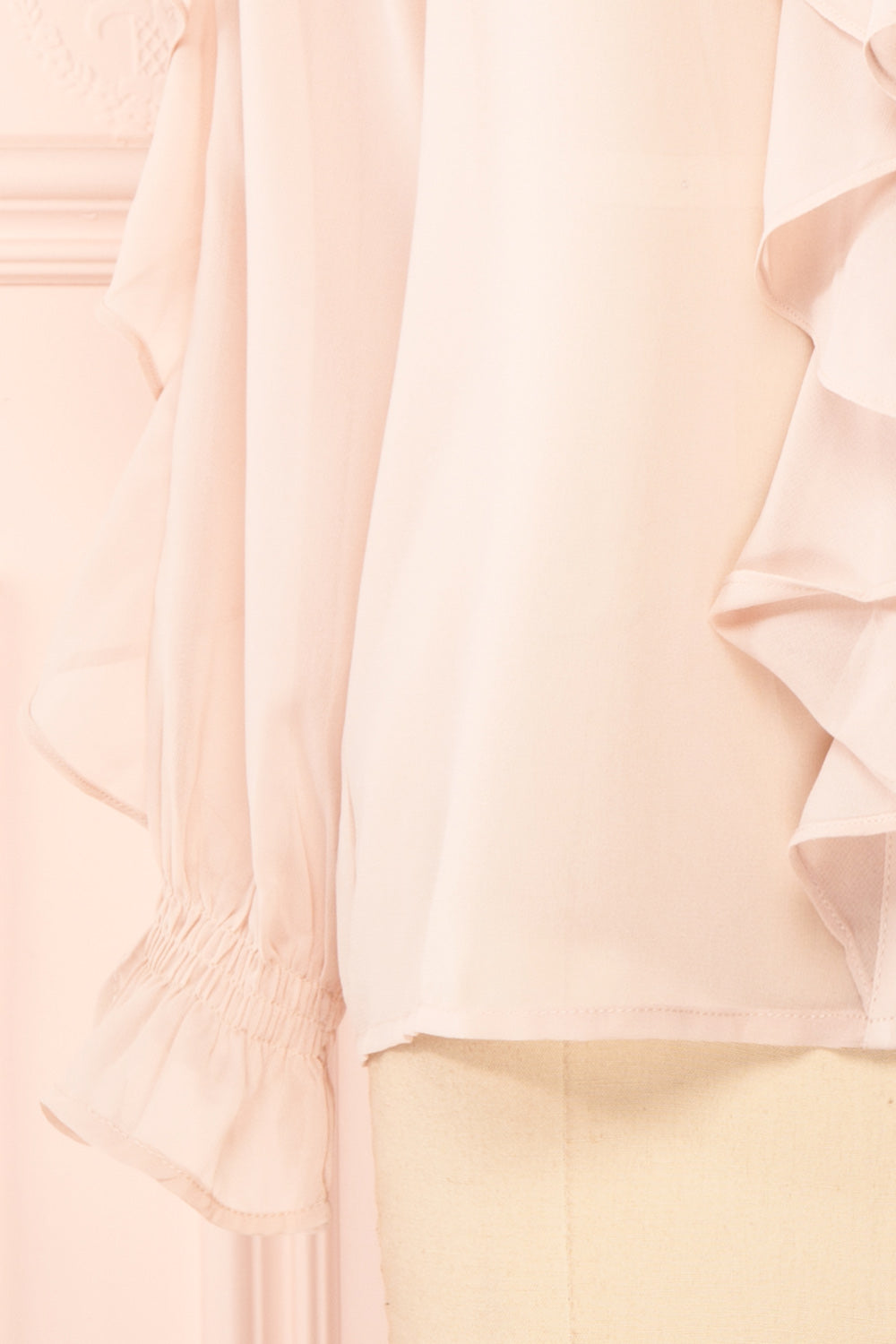 Graziela Blush Pink Long Sleeve Ruffle Blouse | Boutique 1861 bottom 