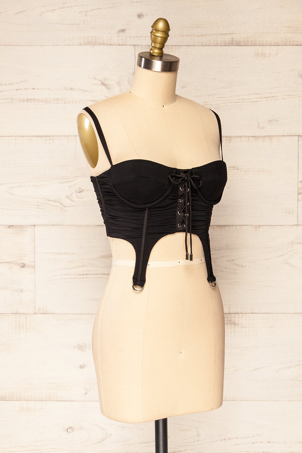 Greske Black Bustier Crop Top | La petite garçonne side view