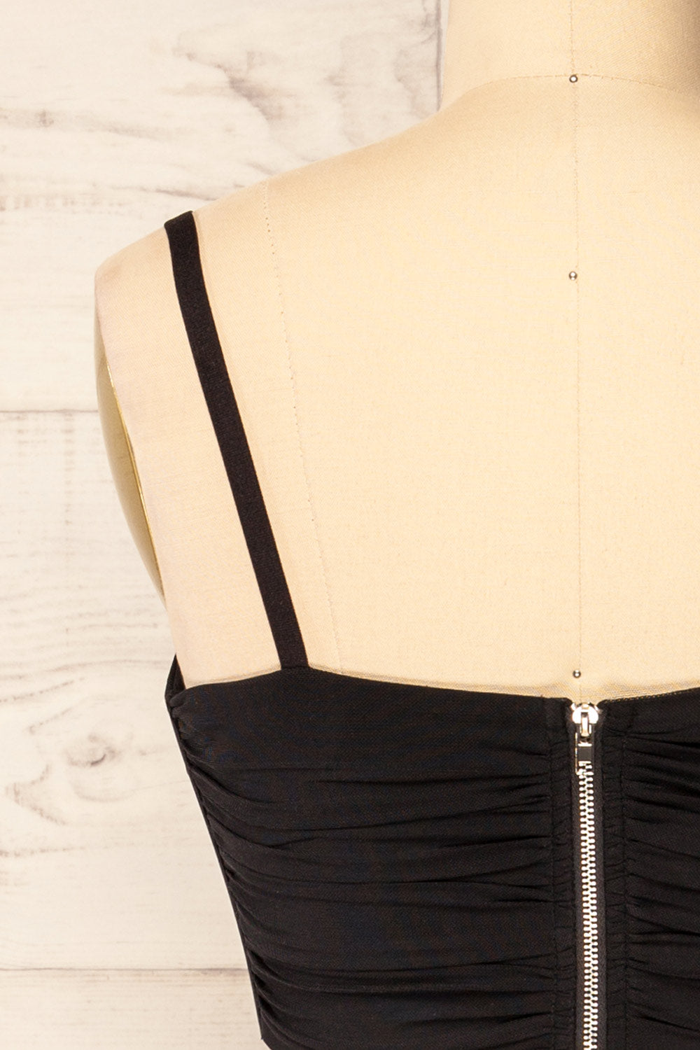 Greske Black Bustier Crop Top | La petite garçonne back close-up