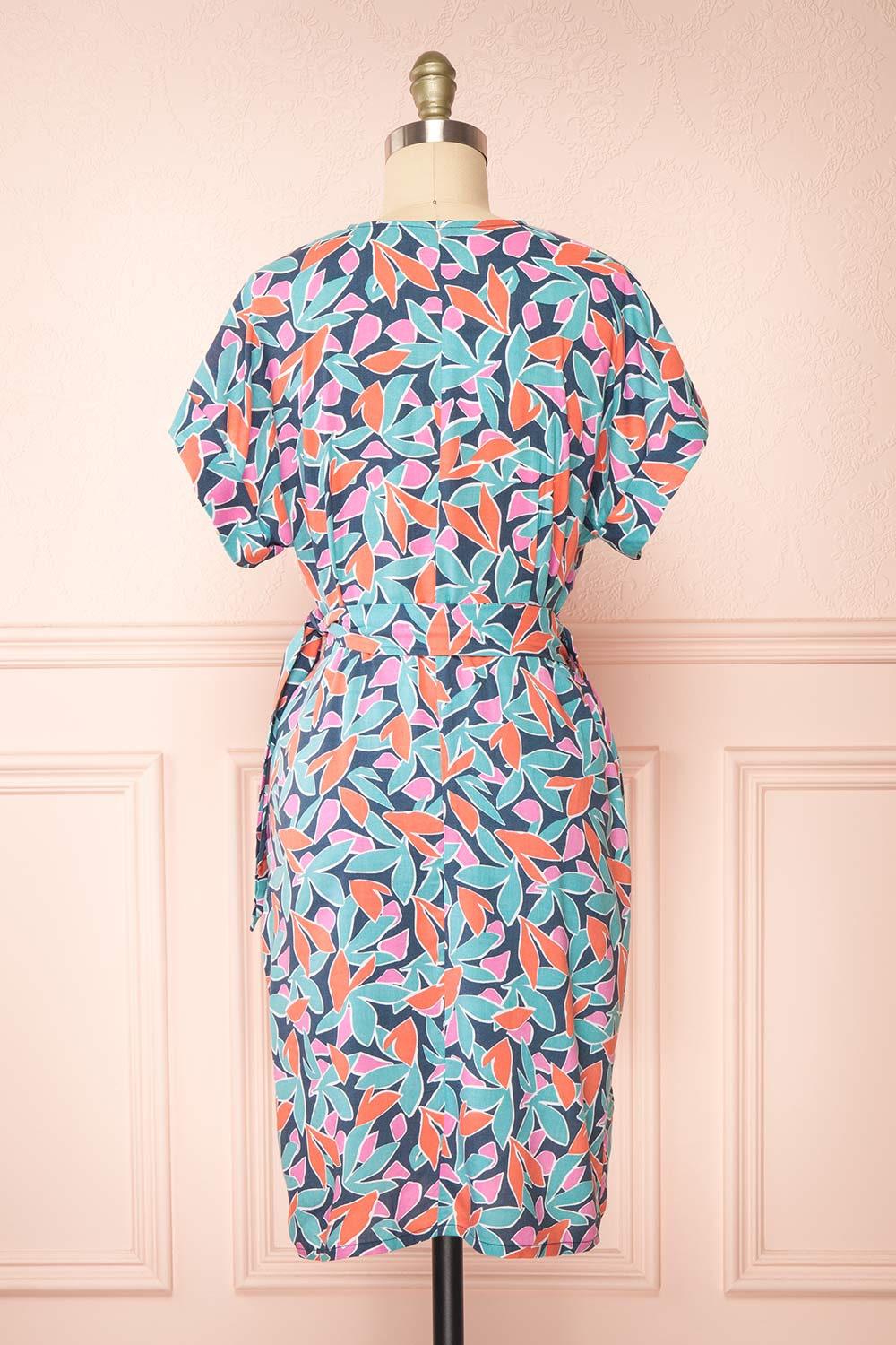 Greta Short Wrap Dress w/ Abstract Print | Boutique 1861 - Greta Robe back view