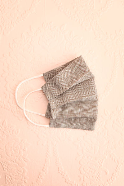 Grey Check Pleated Face Mask | Boutique 1861 lining