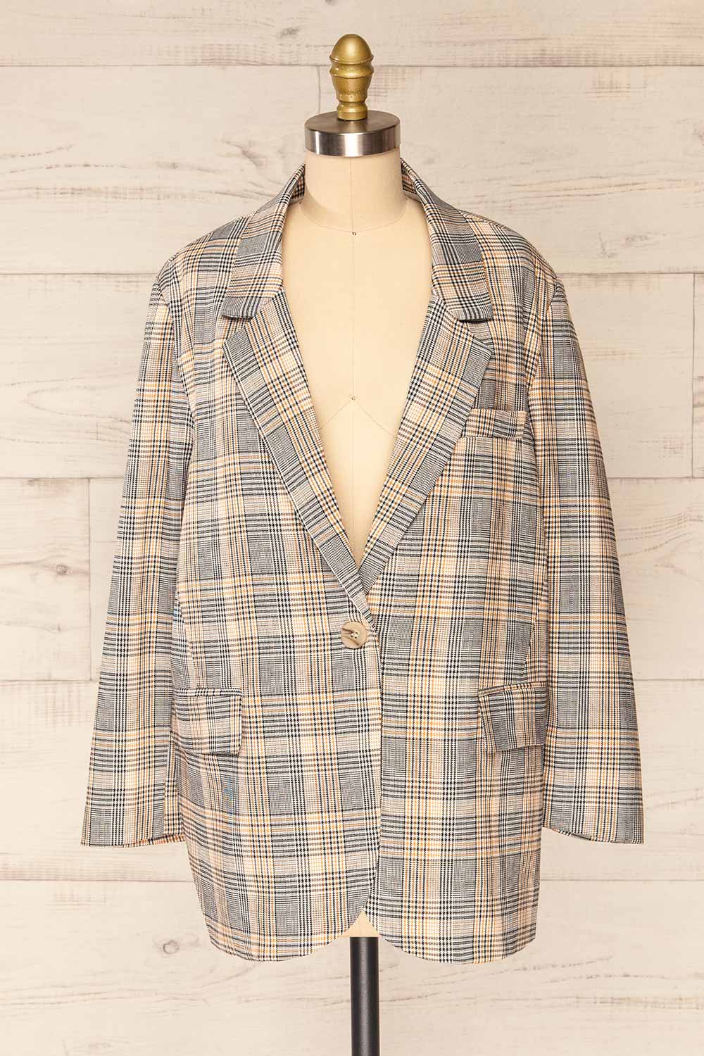 Groenlo Oversized Tartan Blazer | La petite garçonne front view