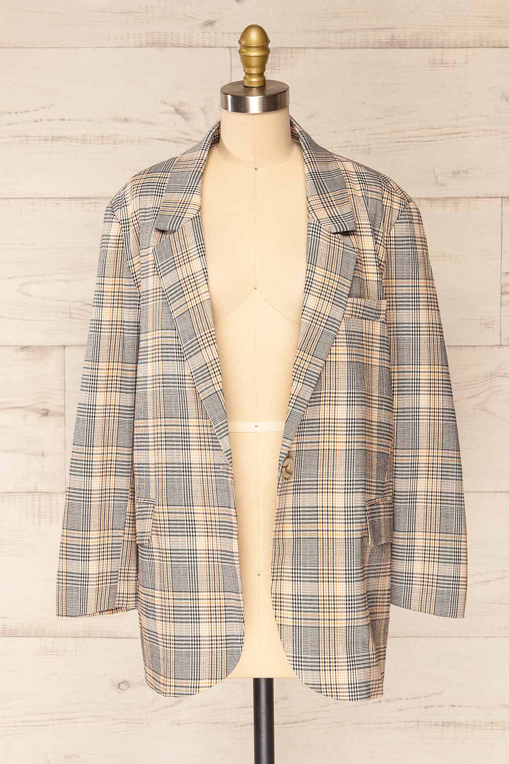 Groenlo Oversized Tartan Blazer | La petite garçonne open view