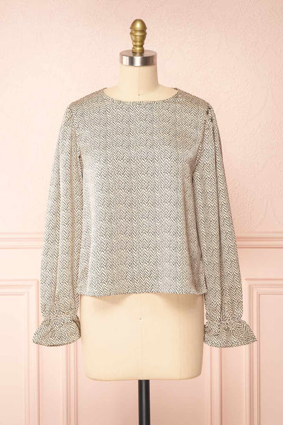 Gruja Patterned Puff Sleeve Top | Boutique 1861 front view
