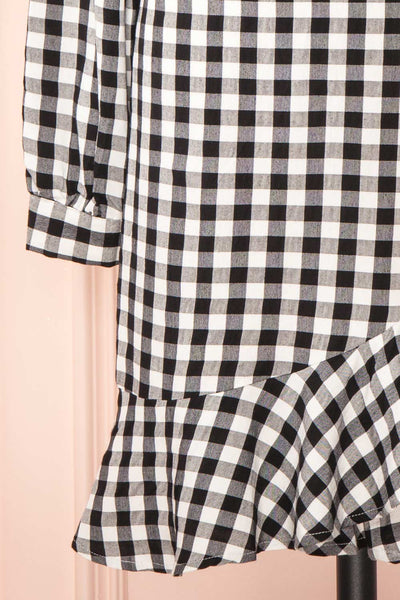Grutha Black Long Sleeve Short Gingham Dress w/ Ruffles | Boutique 1861 bottom