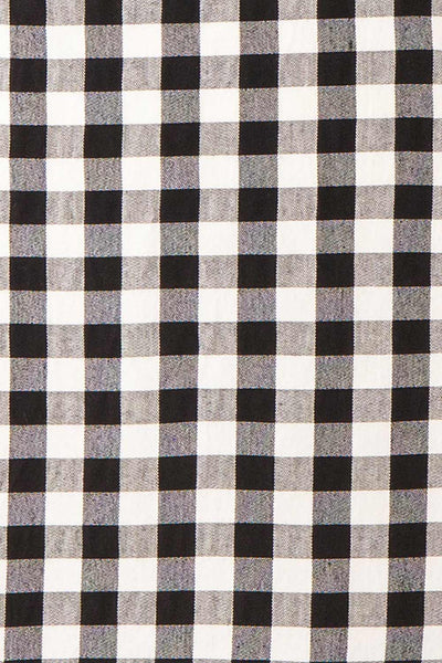Grutha Black Long Sleeve Short Gingham Dress w/ Ruffles | Boutique 1861 fabric