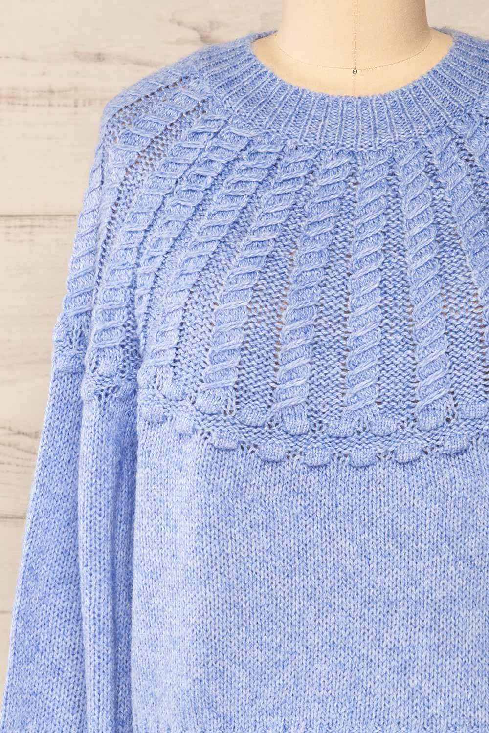 Guango Blue Knitted Sweater | La petite garçonne  front close-up