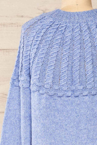 Guango Blue Knitted Sweater | La petite garçonne  back close-up