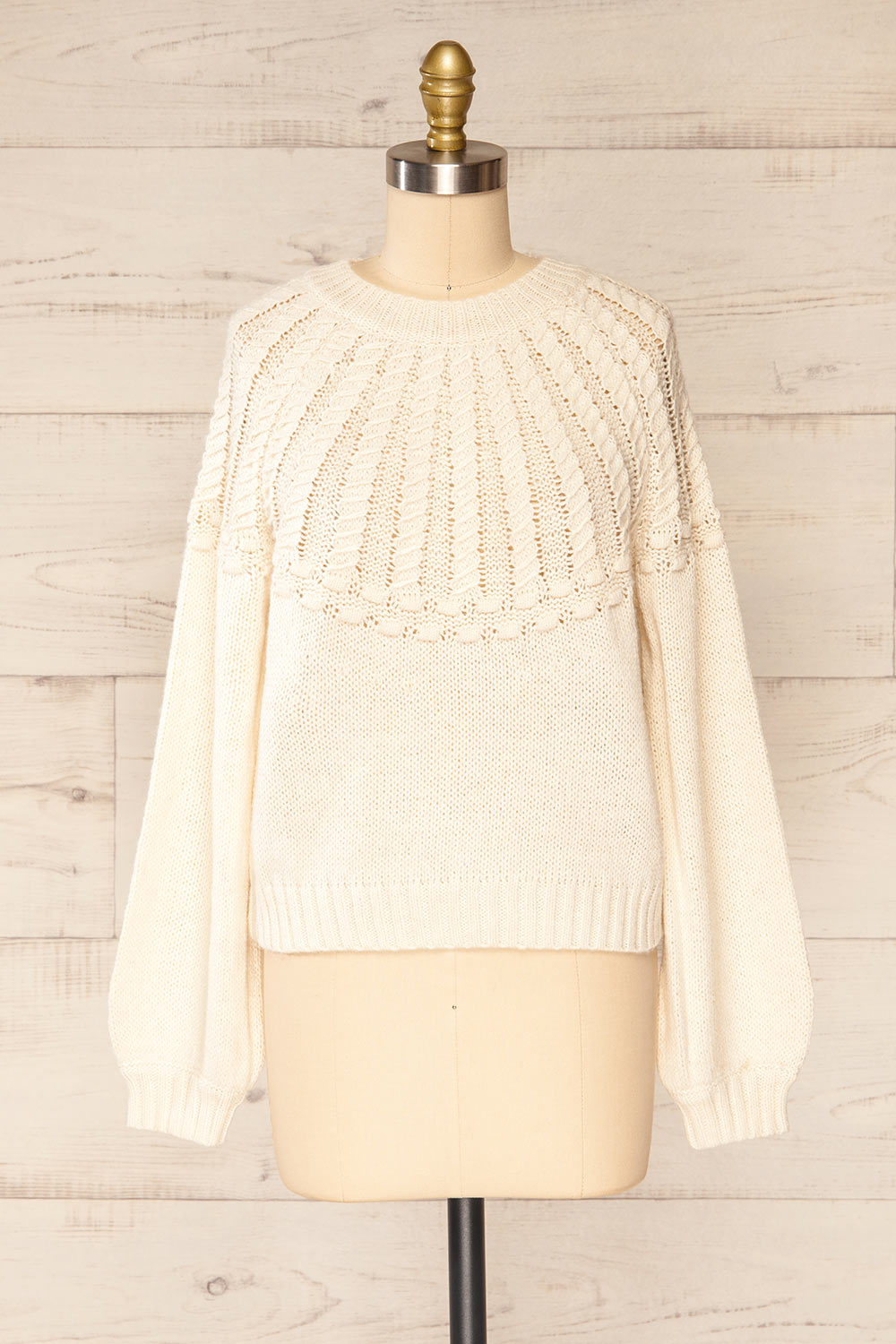 Guango Cream Knitted Sweater | La petite garçonne  front view