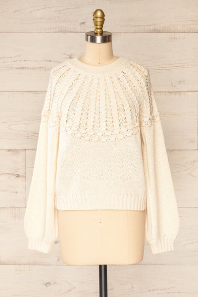 Guango Cream Knitted Sweater | La petite garçonne  front view