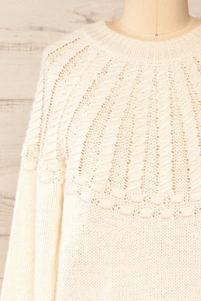 Guango Cream Knitted Sweater | La petite garçonne  front close-up