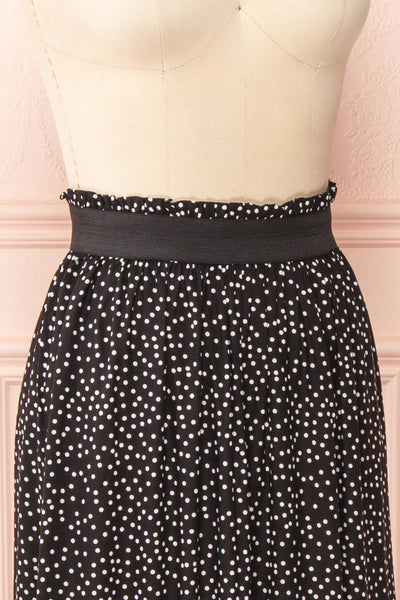 Gunda Black White Polka Dot Midi Skirt | Boutique 1861 side close up