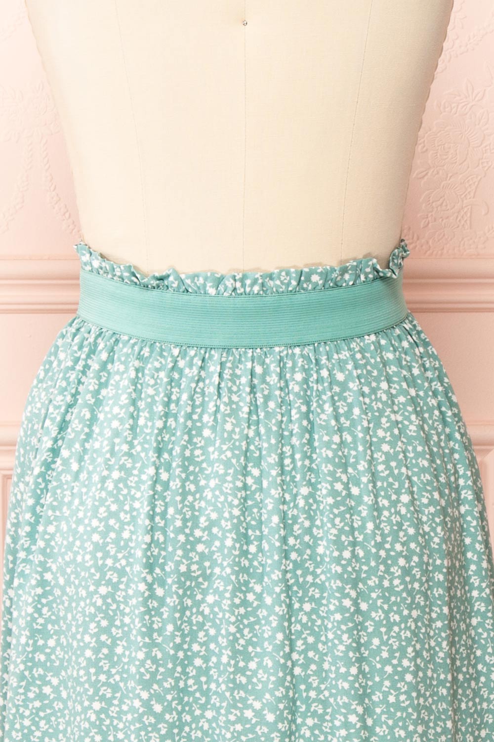 Gunda Sage Floral Midi Skirt | Boutique 1861back close up