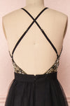 Gunvor Black Mesh Maxi Dress w/ Glitter |  Boutique 1861 back close-up