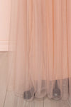 Gunvor Blush Pink Mesh Maxi Dress w/ Glitter | Boutique 1861 bottom close-up