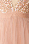 Gunvor Blush Pink Mesh Maxi Dress w/ Glitter | Boutique 1861 fabric details