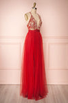 Gunvor Red Mesh Gown with Glitter side view | Boutique 1861