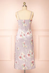 Gwenny Mauve Cowl Neck Floral Midi Dress | Boutique 1861 back view