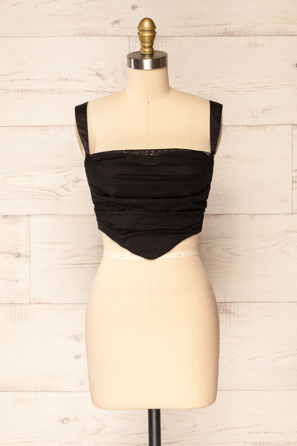 Habenla Black Bustier Crop Top | La petite garçonne front view