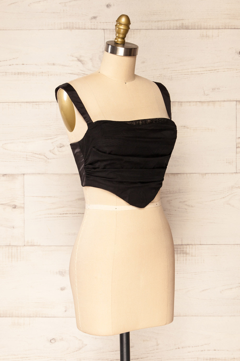 Habenla Black Bustier Crop Top | La petite garçonne side view