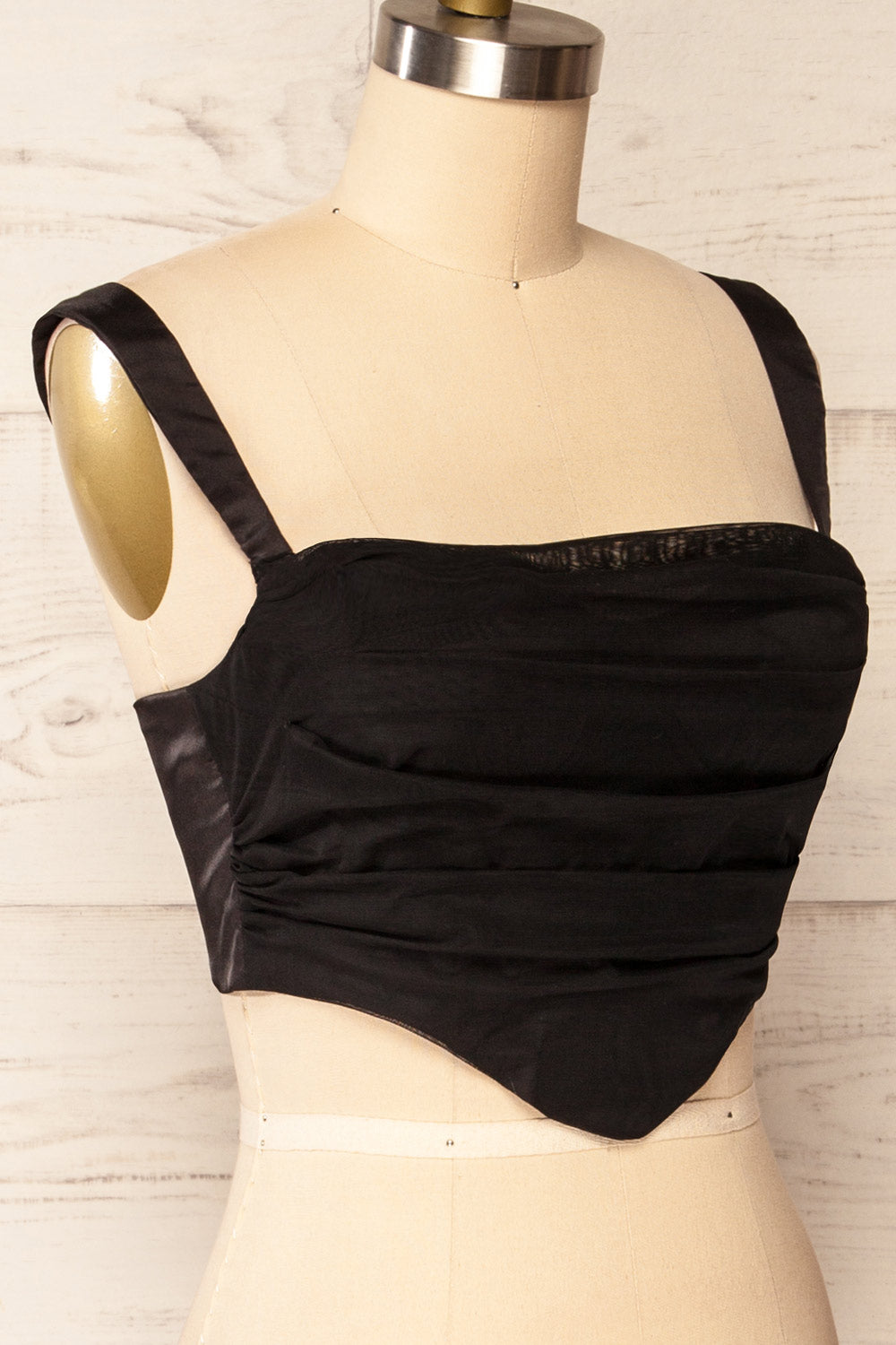 Habenla Black Bustier Crop Top | La petite garçonne side close up