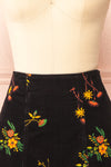 Hadley Black Floral Short Corduroy Skirt | Boutique 1861 front close-up