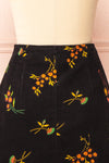 Hadley Black Floral Short Corduroy Skirt | Boutique 1861 back close-up