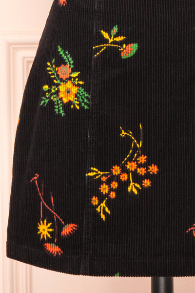 Hadley Black Floral Short Corduroy Skirt | Boutique 1861 bottom