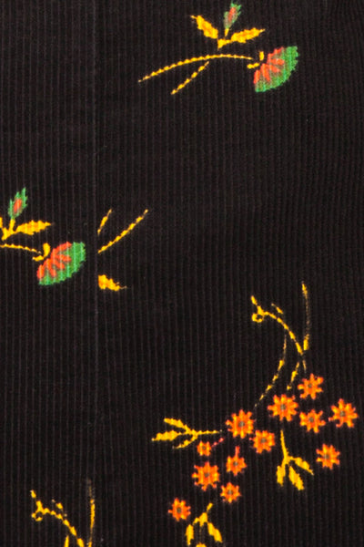 Hadley Black Floral Short Corduroy Skirt | Boutique 1861 fabric