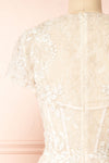 Hagalia Embroidered Beige Bridal Midi Dress | Boudoir 1861 back close-up