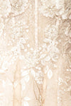 Hagalia Embroidered Beige Bridal Midi Dress | Boudoir 1861 fabric