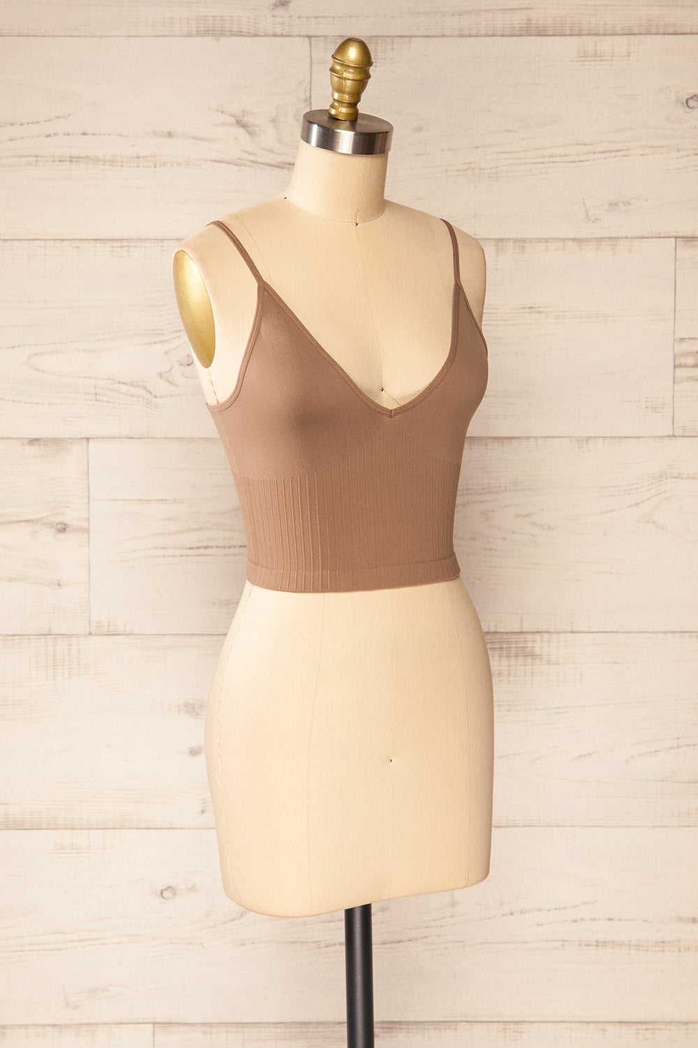 Hagen Mocha Beige V-Neck Cropped Cami | La petite garçonne side view 