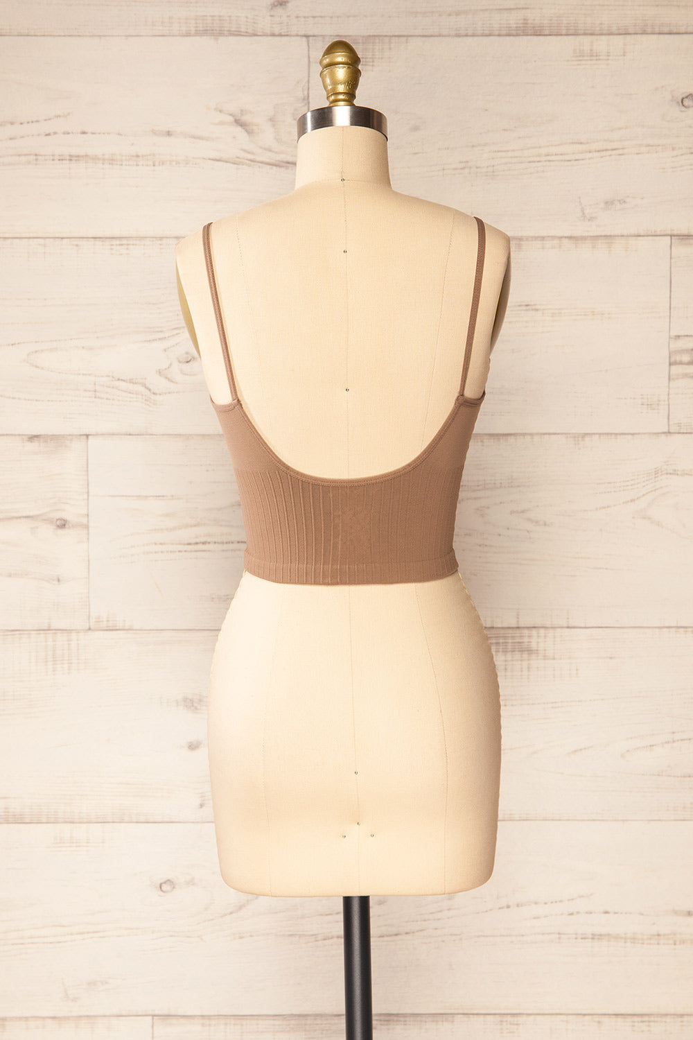 Hagen Mocha Beige V-Neck Cropped Cami | La petite garçonne back view 